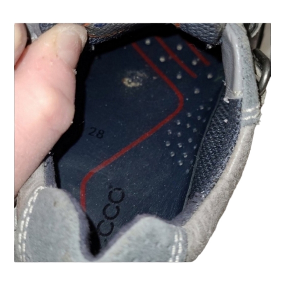 Ecco Childrens Grey blue Leather velcro Sneaker hiking shoes EU 28 USA 11 C - Picture 8 of 16